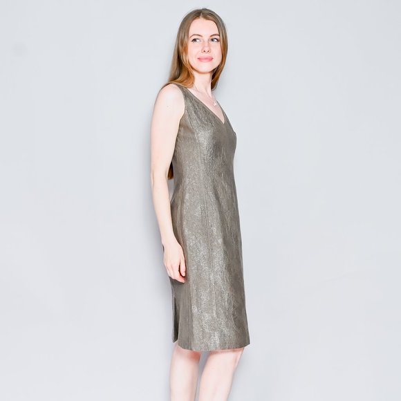 300. PIAZZA SEMPIONE Sleeveless Jacquard Sheath Dress Sz 6 28"W 17" P2p - Picture 4 of 6